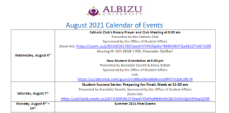 August 2021 Events Calendar