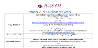 October 2021 Calendar Events