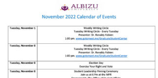 November 2022 Calendar of Events
