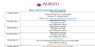 MAY CALENDAR OF EVENTS