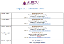 AUGUST CALENDAR OF EVENTS